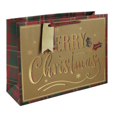Merry Christmas Kraft Traditional Large Gift Bag