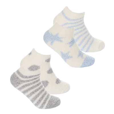 Ladies 2 Pack Stars/Spots Trainer Style Cosy Socks
