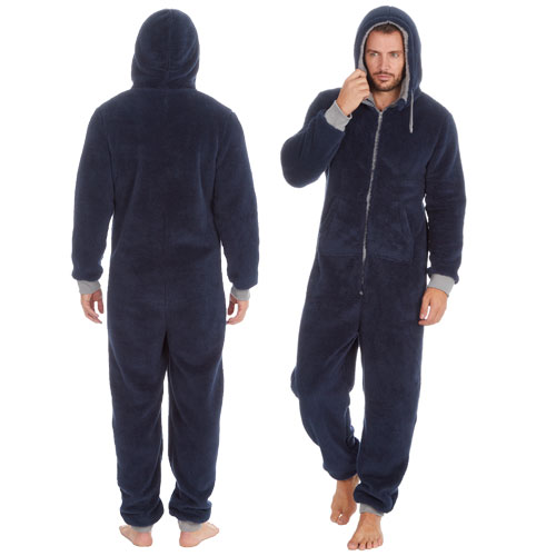 Mens Snuggle Fleece Onezee Navy | Wholesale Nightwear | Wholesale All ...