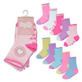 Baby Girls 5 Pack Heal And Toe Socks With Grippers