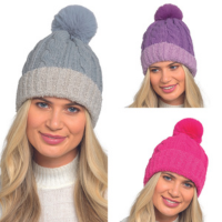 Ladies Chunky Beanie Hat With Turn Up