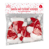 Santa Hat Cutlery Holders 6 Pack