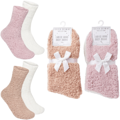 Ladies 2 Pack Borg Fleece Socks