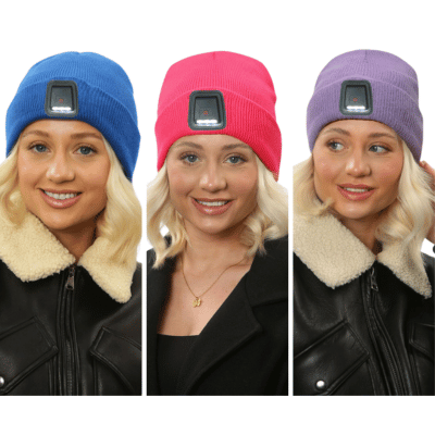 Ladies Heat Machine Rechargeable USB LED Beanie Hat - Assorted Colours