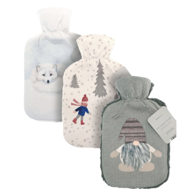 Christmas Hot Water Bottles With Sherpa Back
