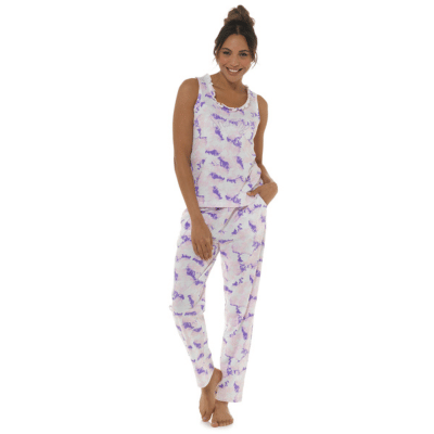 Ladies Jersey Tie Dye Paint Pyjama Set With Embroidery To Front - Carton Price