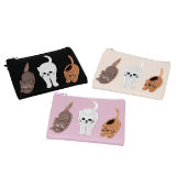 Zip Coin Purse Embossed Cats