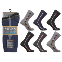 Mens Cotton Collection Suit Socks Mid Stripe