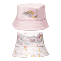 Baby Girls Reversible Rainbow Embroidered Bucket Hat