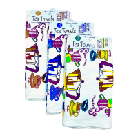 3 Pack Velour Printed Tea Towels - Tea Time
