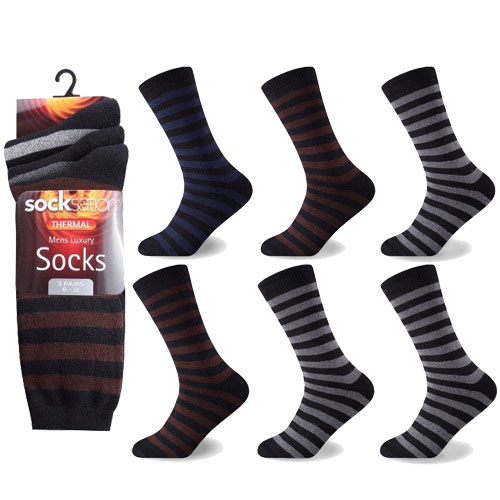 Socksation Mens Luxury Thermal Socks Stripes Wholesale Mens Socks