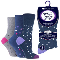 Ladies Gentle Grip Socks Energised Spot