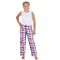 Girls Blue Check Soft Fleece Lounge Pants