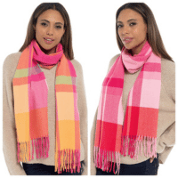 Ladies Check Scarf With Tassels