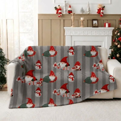 Christmas Design Flannel Throw - Gonkmas Snuggle 230cm x 230cm