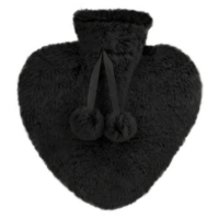 800ml Plush Heart Hot Water Bottle Black - Carton Price
