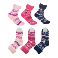 Ladies Supersoft Fairisle Bed Socks With Gripper