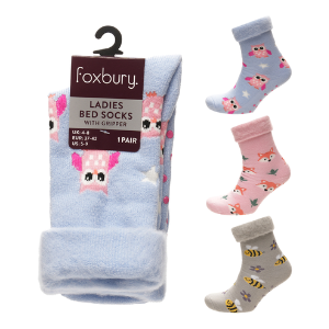 Ladies Cute Design Bed Socks With Gripper