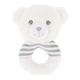 14cm Keeleco Baby White And Grey Bear Ring Rattle