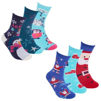 Ladies Assorted Designs 3 Pack Christmas Socks