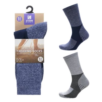 Mens Trekking Socks With Cushioned Heel & Toe