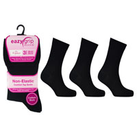 Ladies Eazy Grip Non Elastic Socks Black