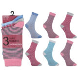 Ladies Fancy Design Ankle Socks Stripes