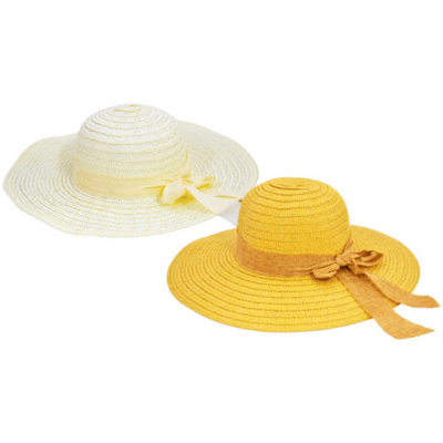 Ladies Wide Brim Hat With Coloured Ribbon