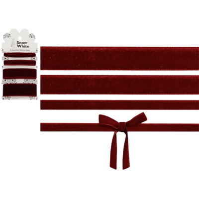 Snow White Burgundy Velvet Ribbon Set 4 Pack