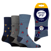 Mens Gentle Grip Socks Fun Feet Bugs