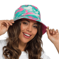 Ladies Camo Printed Reversible Bucket Hat