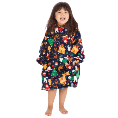 Infants Christmas Design Oversized Snuggle Hoodie - Navy
