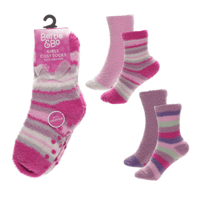 Girls Cosy Socks With Gripper 2 Pack