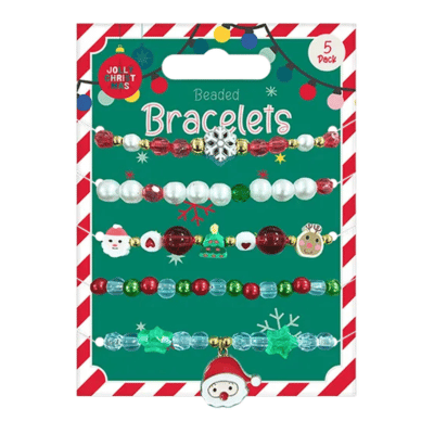 Christmas Beaded Bracelets 5 Pack