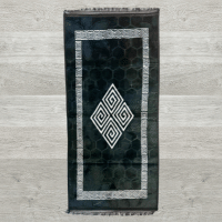 Greek Style Rug Runner Black with Silver Design