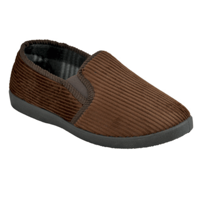 Ladies Plush Cord Full Back Slipper