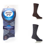 Mens Big Foot Gentle Grip Socks Patterned