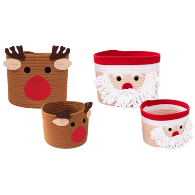 Christmas Santa & Reindeer Storage Basket