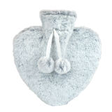 800ml Plush Heart Hot Water Bottle Grey