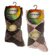 Flexi-Top Non Elastic Diabetic Socks Argyle Brown