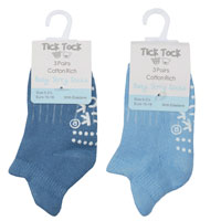 Baby Boys 3 Pack Terry Trainer Socks With Grippers