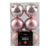 Rose Gold Assorted Baubles 5cm Dia - 6 Pack