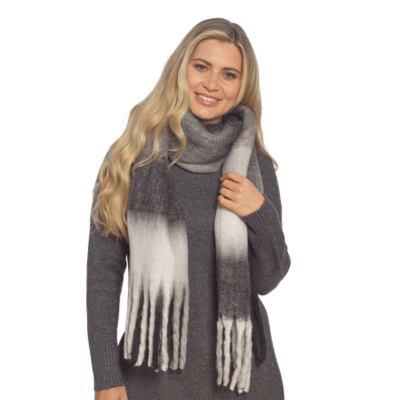 Ladies Monochrome Checked Scarf With Tassel