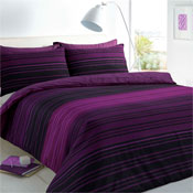Textured Stripe Purple Reversible Duvet Set