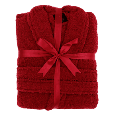 One Size Unisex Terry Towelling Bath Robe Red