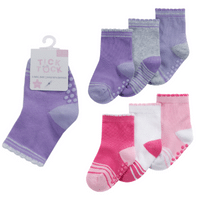 Baby Girl 3 Pack Coloured Heel + Toe Socks With Grip