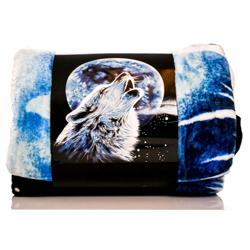 Wholesale Bedding Luxury Flannel Animal Blanket White Wolf Design