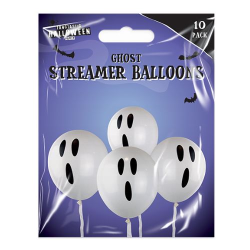 12" Ghost Streamer Balloons 10PK