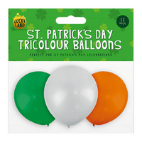 St. Patrick's Day Tricolour Balloons 12" - 12 Pack