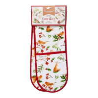 Cooksmart Christmas 'A Winters Tale' 100% Cotton Double Oven Glove